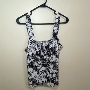 White House Black Market Black and White Dressy Top